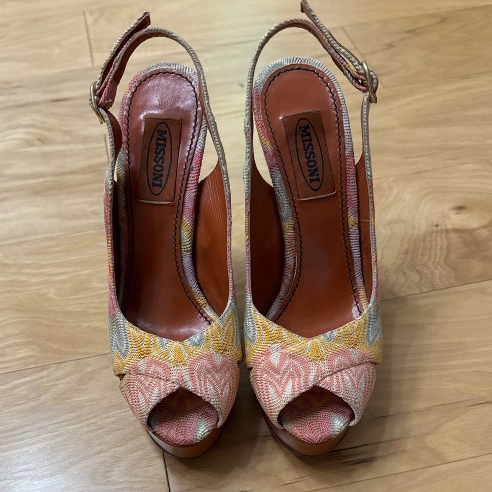 Missoni Pink and Yellow Peep Toe Heels